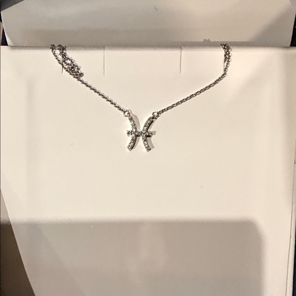 Miki and Jane White Gold Pisces ♓️ Zodiac Necklace with diamonds - Picture 1 of 8